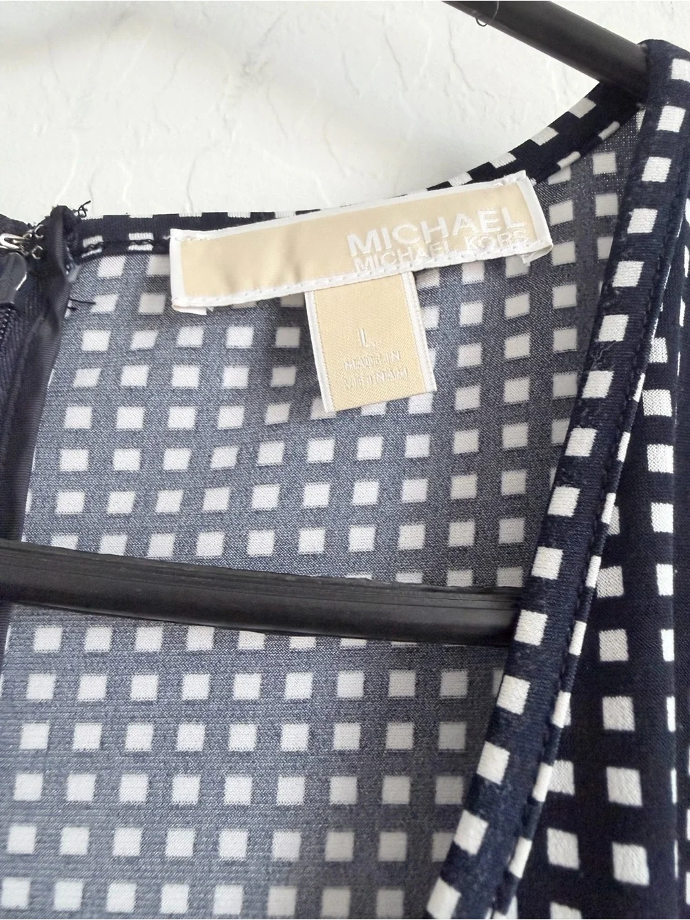 Michael Kors Black and White Polka Dot Long-Sleeve Fit & Flare Dress